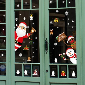 Рождественские наклейки на окна Снежинки Витрины Оконные двери Домашний декор 2023 Рождественские украшения Новый год 2024